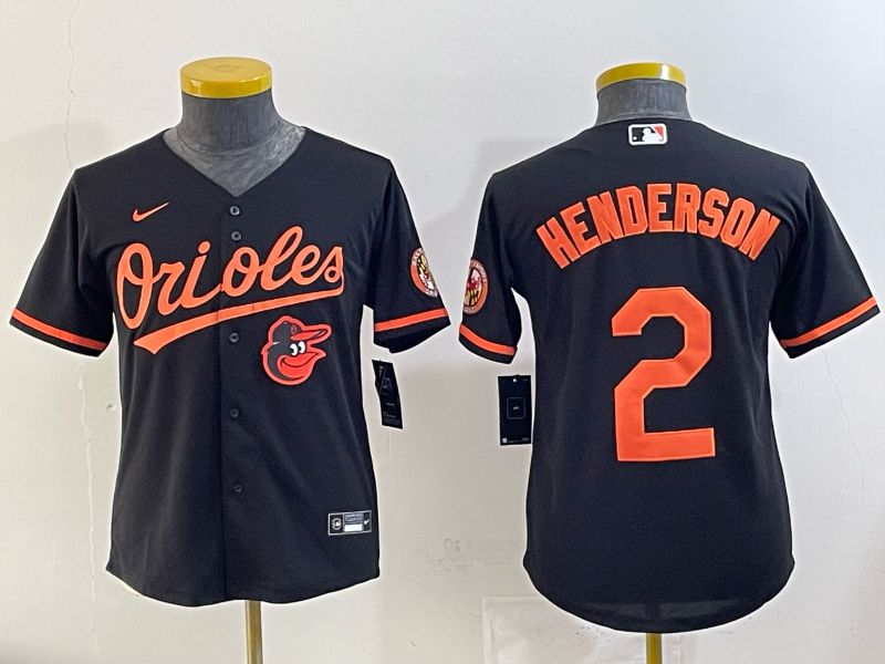 Youth 2025 Baltimore Orioles #2 Henderson Black Nike MLB Jersey 03->kansas city chiefs->NFL Jersey